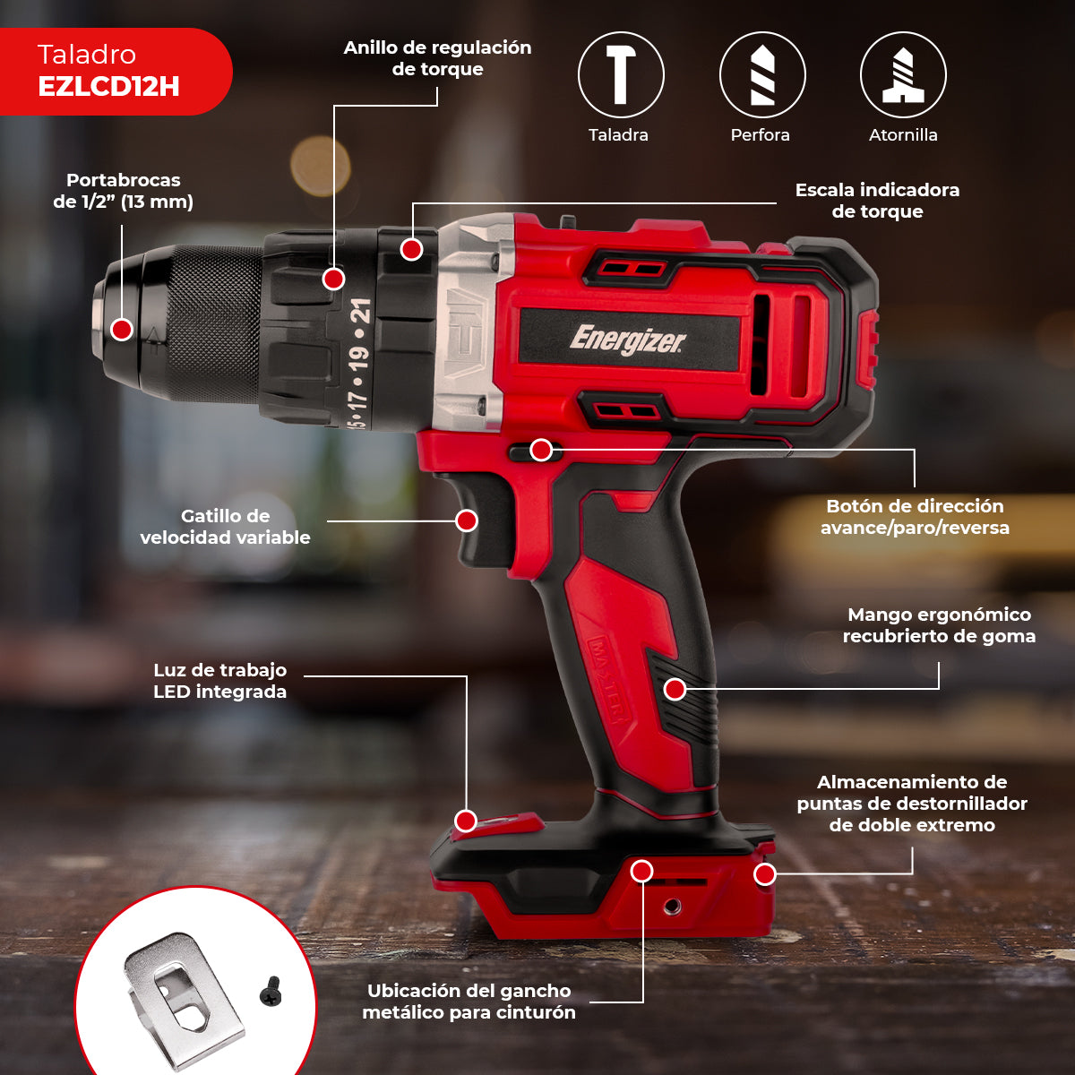 Rotomartillo + Destornillador de impacto + Cargador + Bateria 4Ah