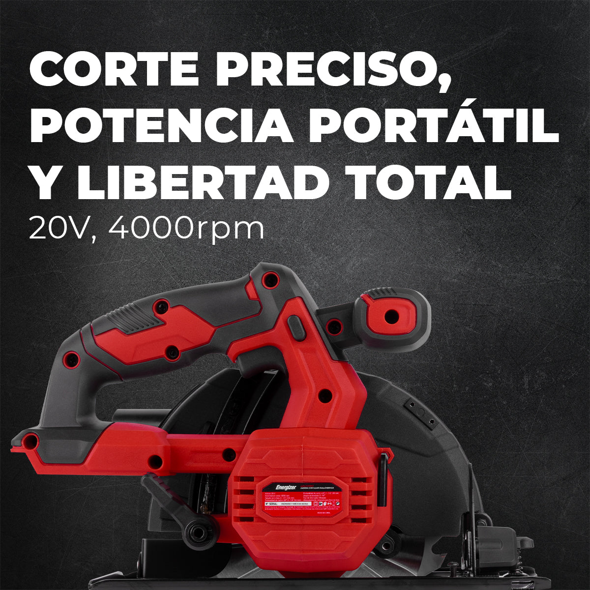 Sierra Circular Inalambrica Energizer 20V 4,000rpm 6 1/2" EZLCS165-CB4