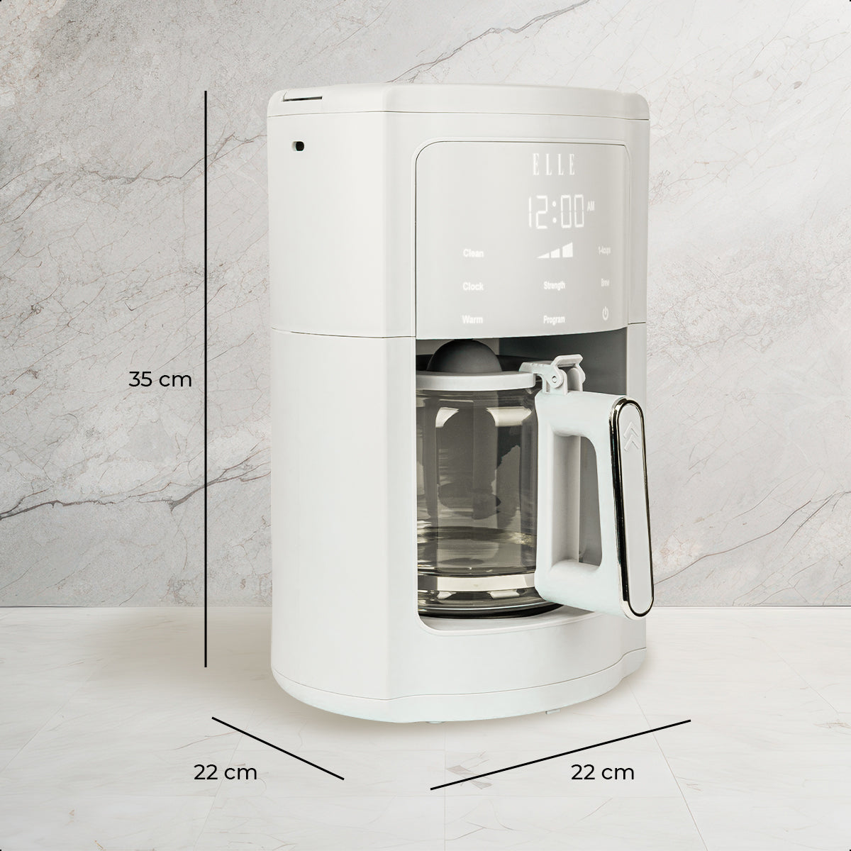 Cafetera ELLE 1.8L Digital Programable con Pantalla Táctil EKCMP301WH