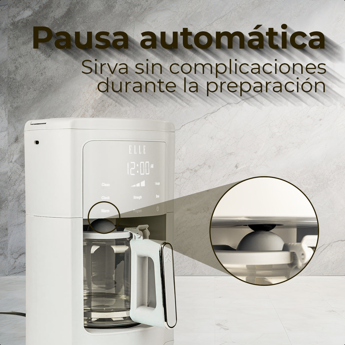 Cafetera ELLE 1.8L Digital Programable con Pantalla Táctil EKCMP301WH