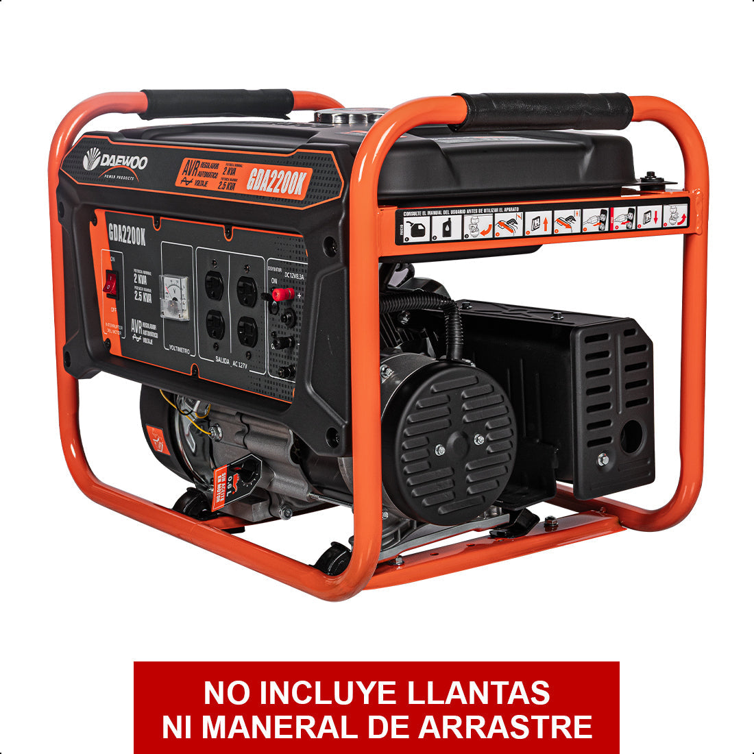 Generador portátil 2.5 kW 212CC 15L Regulador Voltaje Arr Elect 10 hrs DAEWOO