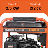 Generador portátil 2.5 kW 212CC 15L Regulador Voltaje Arr Elect 10 hrs DAEWOO