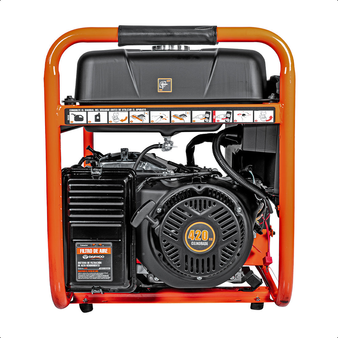 Generador portátil 6.2 kW 420CC 40L Regulador Voltaje Arr Elect-Man DAEWOO