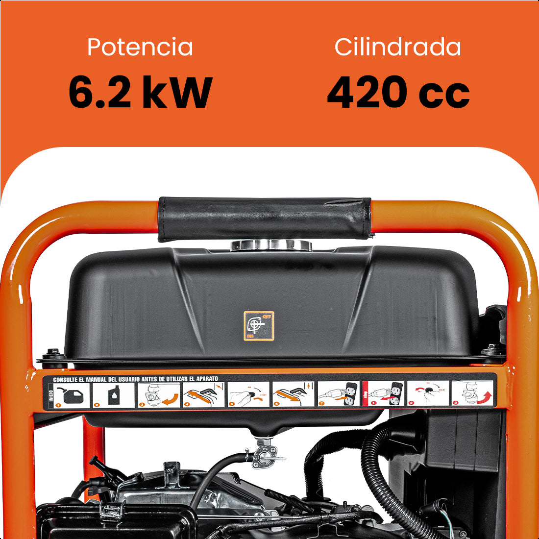 Generador portátil 6.2 kW 420CC 40L Regulador Voltaje Arr Elect-Man DAEWOO