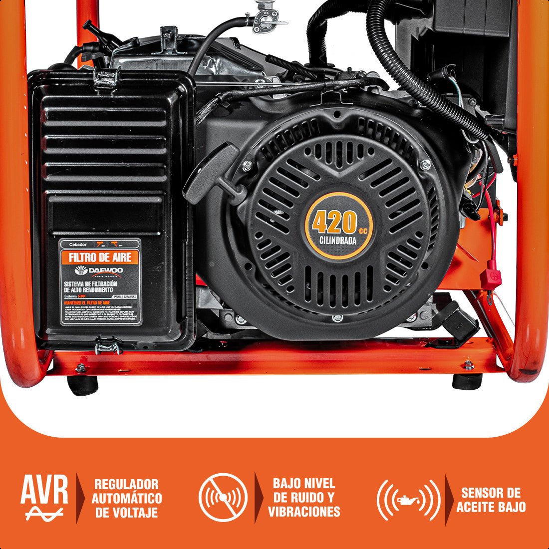 Generador portátil 6.2 kW 420CC 40L Regulador Voltaje Arr Elect-Man DAEWOO