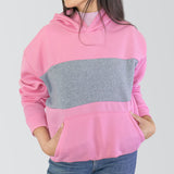 Sudadera Afelpada Unisex con Capucha color Rosa con Gris