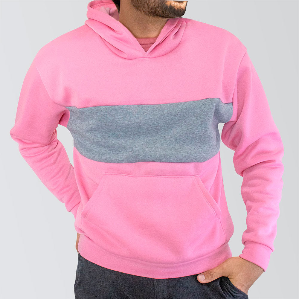 Sudadera Afelpada Unisex con Capucha color Rosa con Gris