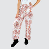 Pantalón Casual color Blanco Café con Estampado para Dama