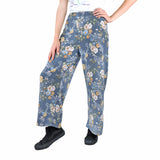 Pantalón Casual color Azul Turquesa con Estampado de Flores para Dama