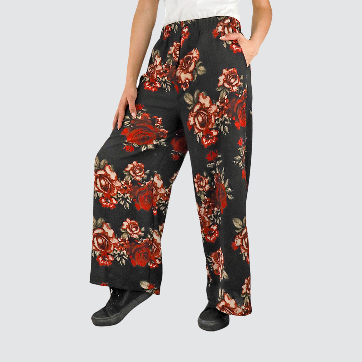 Pantalón Casual con Diseño de Flores para Dama