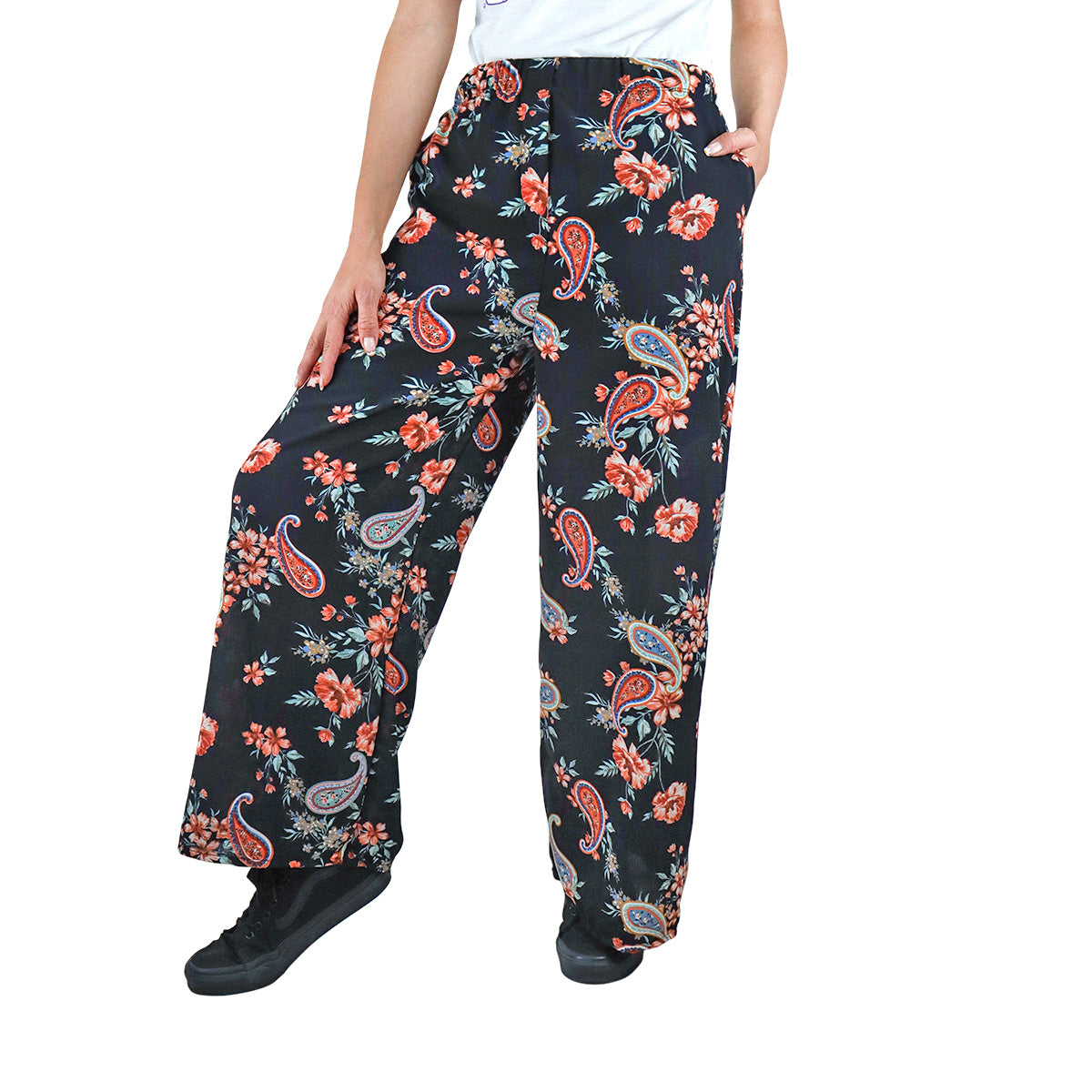 Pantalón Casual con Estampado para Dama, color Negro