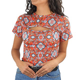 Blusa Juvenil con Abertura Frontal para Dama, color Naranja