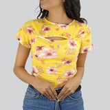 Blusa Juvenil con Abertura Frontal para Dama, color Amarillo