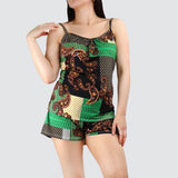 Conjunto de Pijama Short y Blusa de Tirantes con Estampado, color Verde