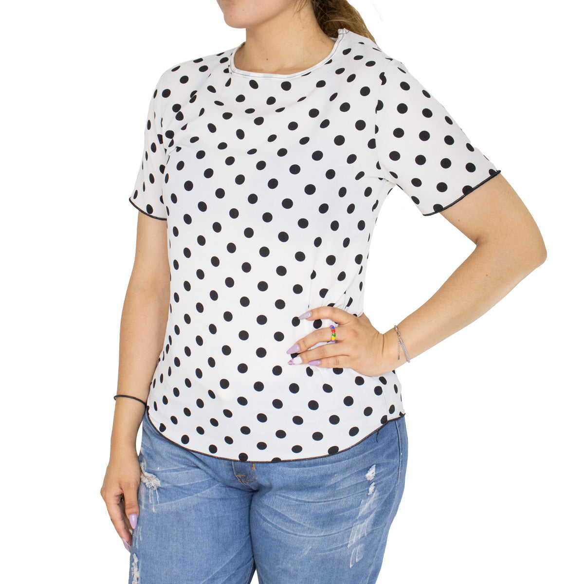 Blusa Casual para Dama con Diseño de Puntos