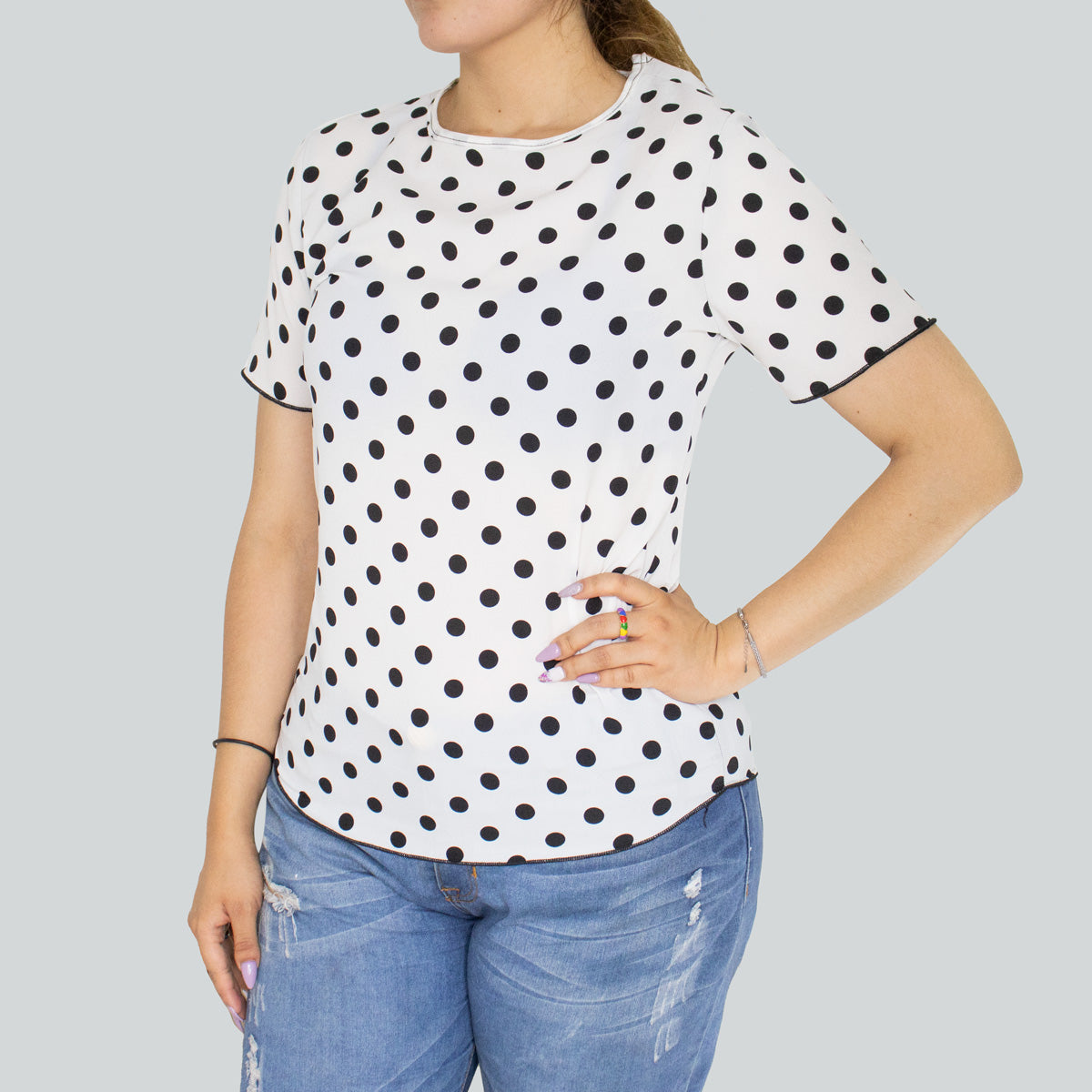 Blusa Casual para Dama con Diseño de Puntos