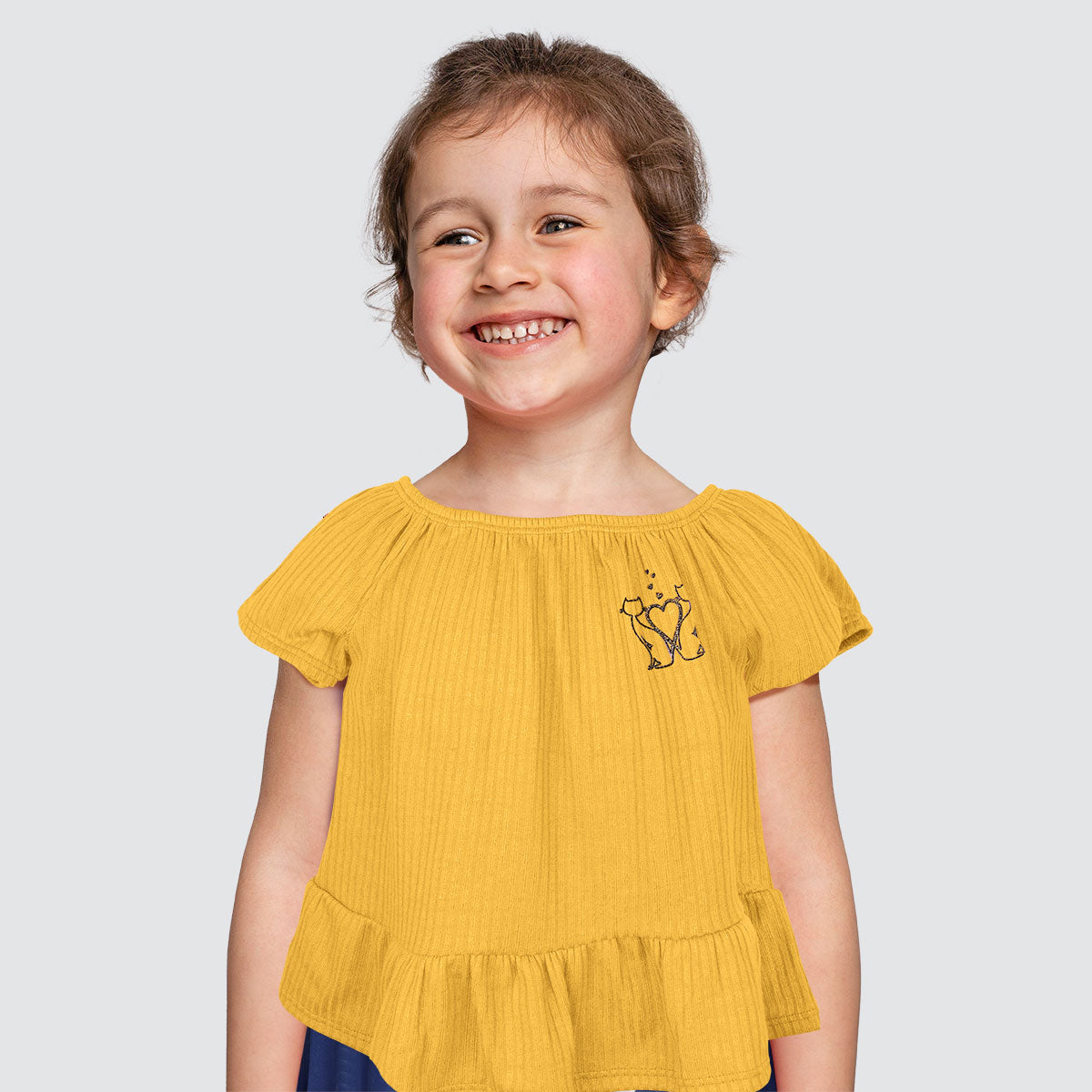 Blusa de Hombros Descubiertos para Niña, color Amarillo