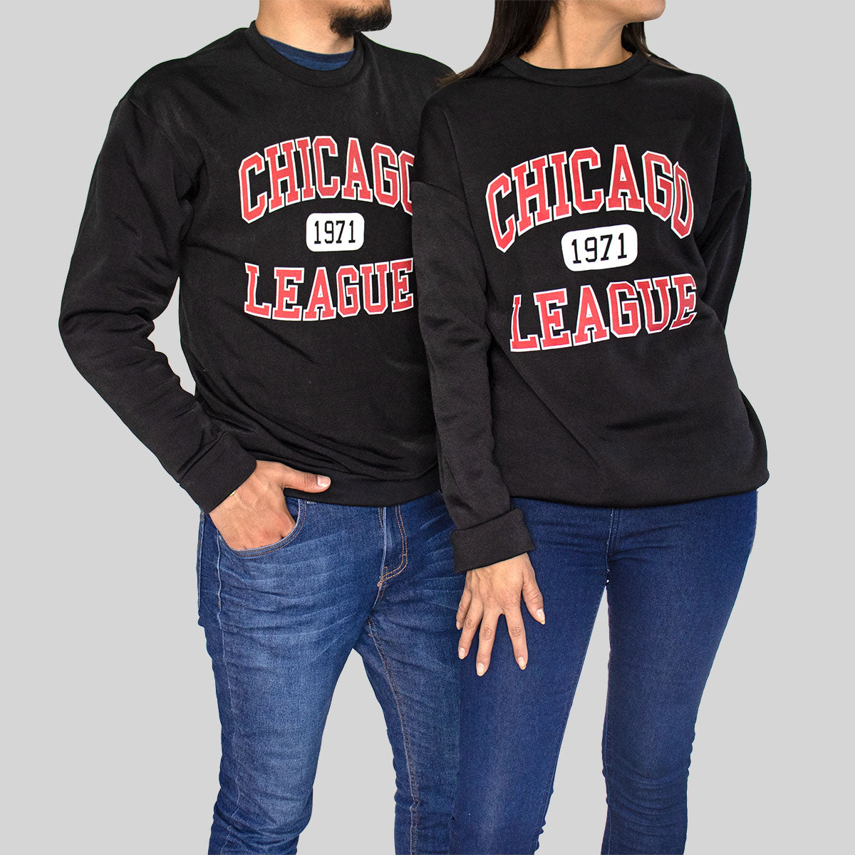 Sudadera Unisex color Negro con Estampado de Chicago League