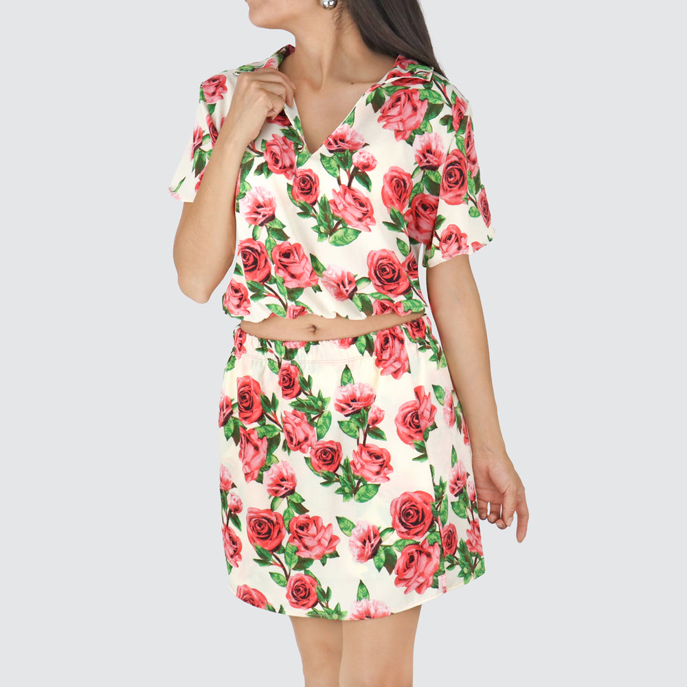 Conjunto de Blusa y Short Falda para Dama, color Crema – Waldo's