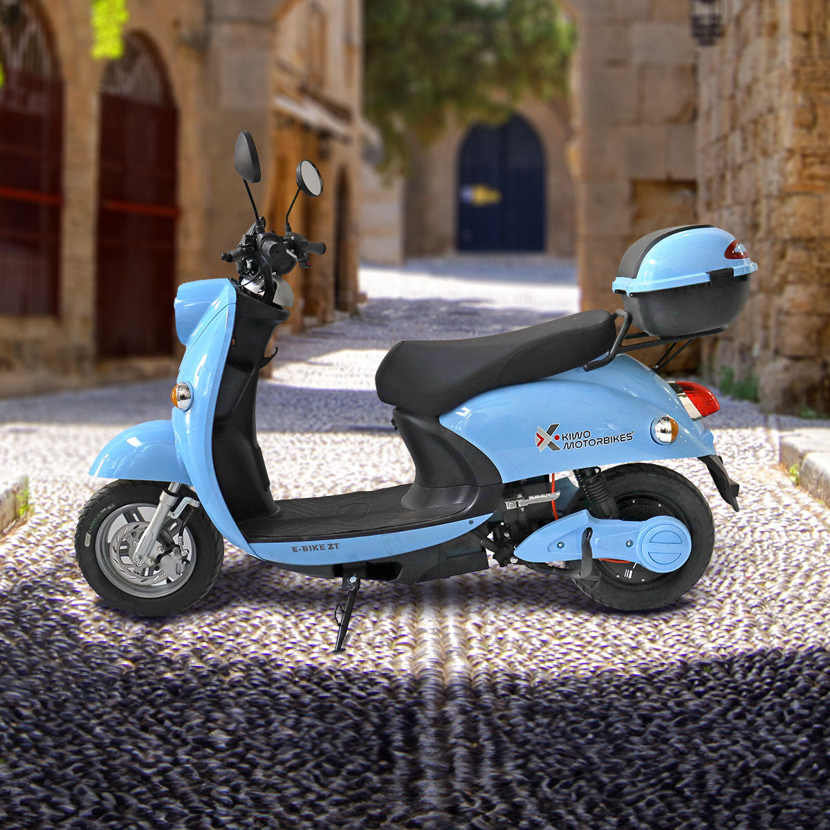 Motocicleta Eléctrica Kiwo E-Bike ZT color Azul Cielo