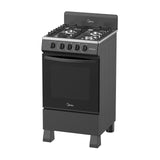 Estufa de Piso Midea MasterCook 20 Pulgadas 4 Quemadores Negra MGS20FS1BIABB