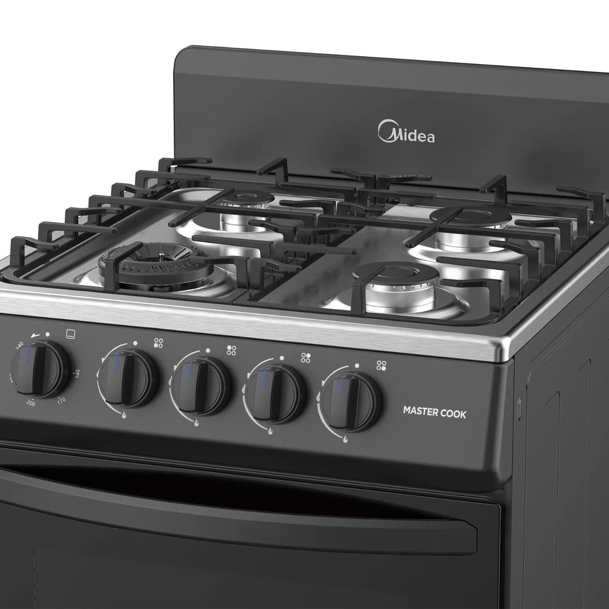 Estufa de Piso Midea MasterCook 20 Pulgadas 4 Quemadores Negra MGS20FS1BIABB