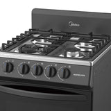 Estufa de Piso Midea MasterCook 20 Pulgadas 4 Quemadores Negra MGS20FS1BIABB