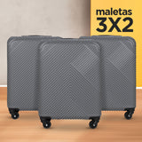 Set Maletas de Viajes Venture, Color Gris: ¡Llévate 3 y paga 2!, 37x23x55cm