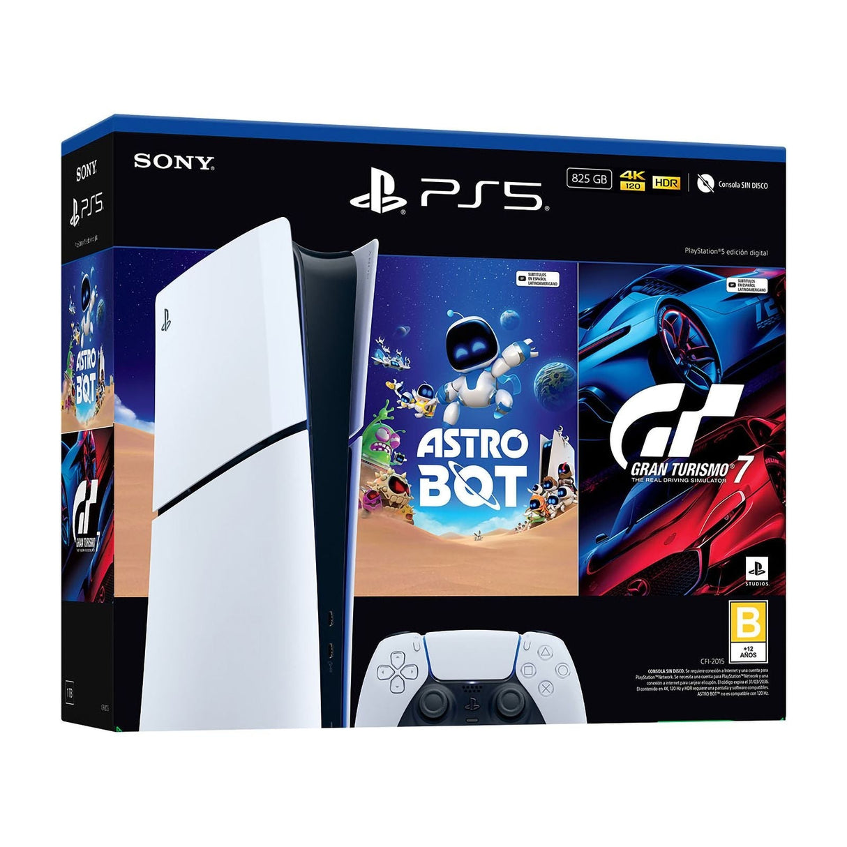 PlayStation 5 Edición Digital 825Gb Bundle Astro Bot + GT7
