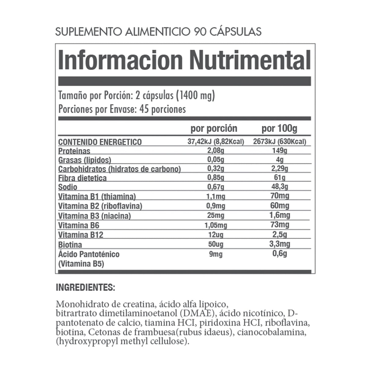 CÁPSULAS TONIFICANTES - 90 Caps