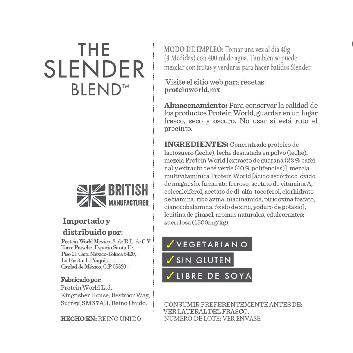 The Slender Blend: Vainilla - 600G