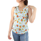 Blusa Casual con Cuello V para Dama, color Azul con Naranja