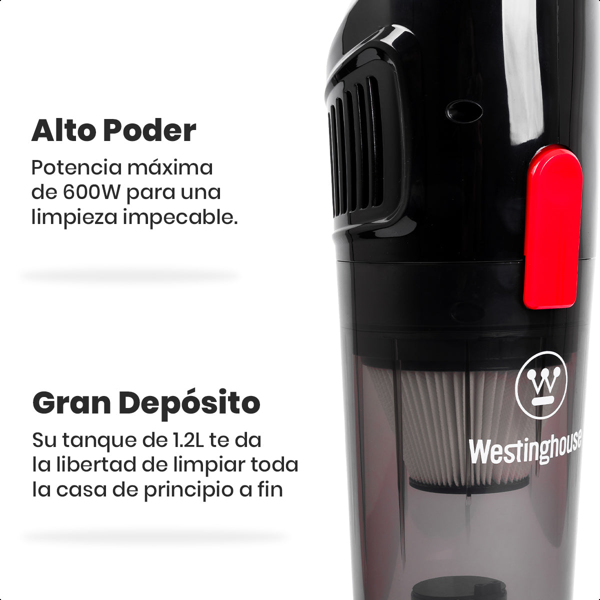 Aspiradora Vertical/Mano Alámbrica Westinghouse 600W