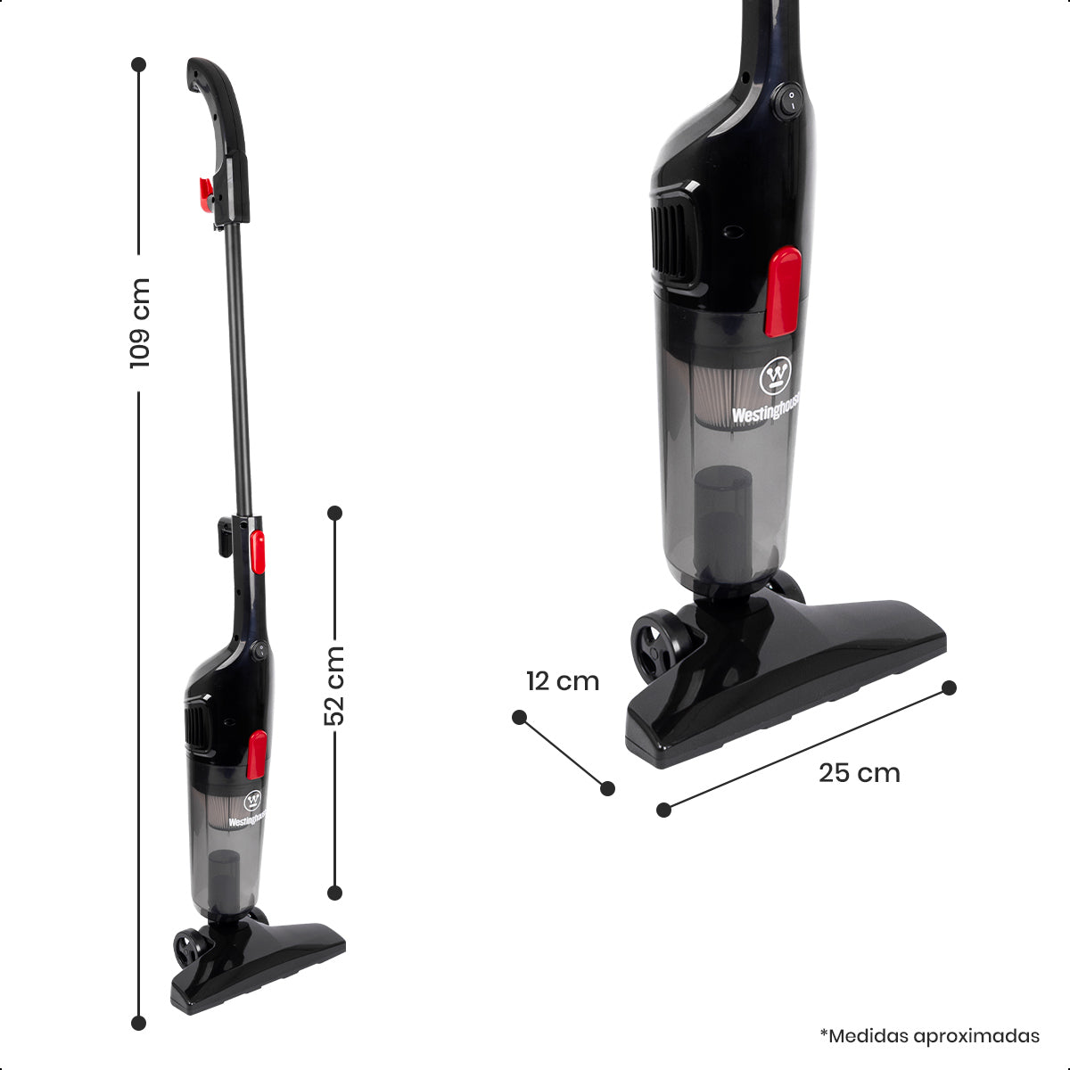 Aspiradora Vertical/Mano Alámbrica Westinghouse 600W