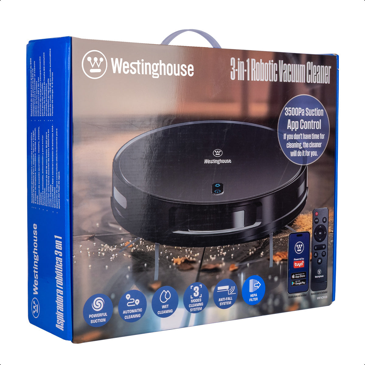 Robot Aspiradora Westinghouse 3 en 1 Aspira Barre Frega PRO