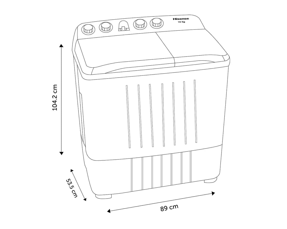 Lavadora Semiautomática Doble Tina 18 Kilos Hisense WSA1803P