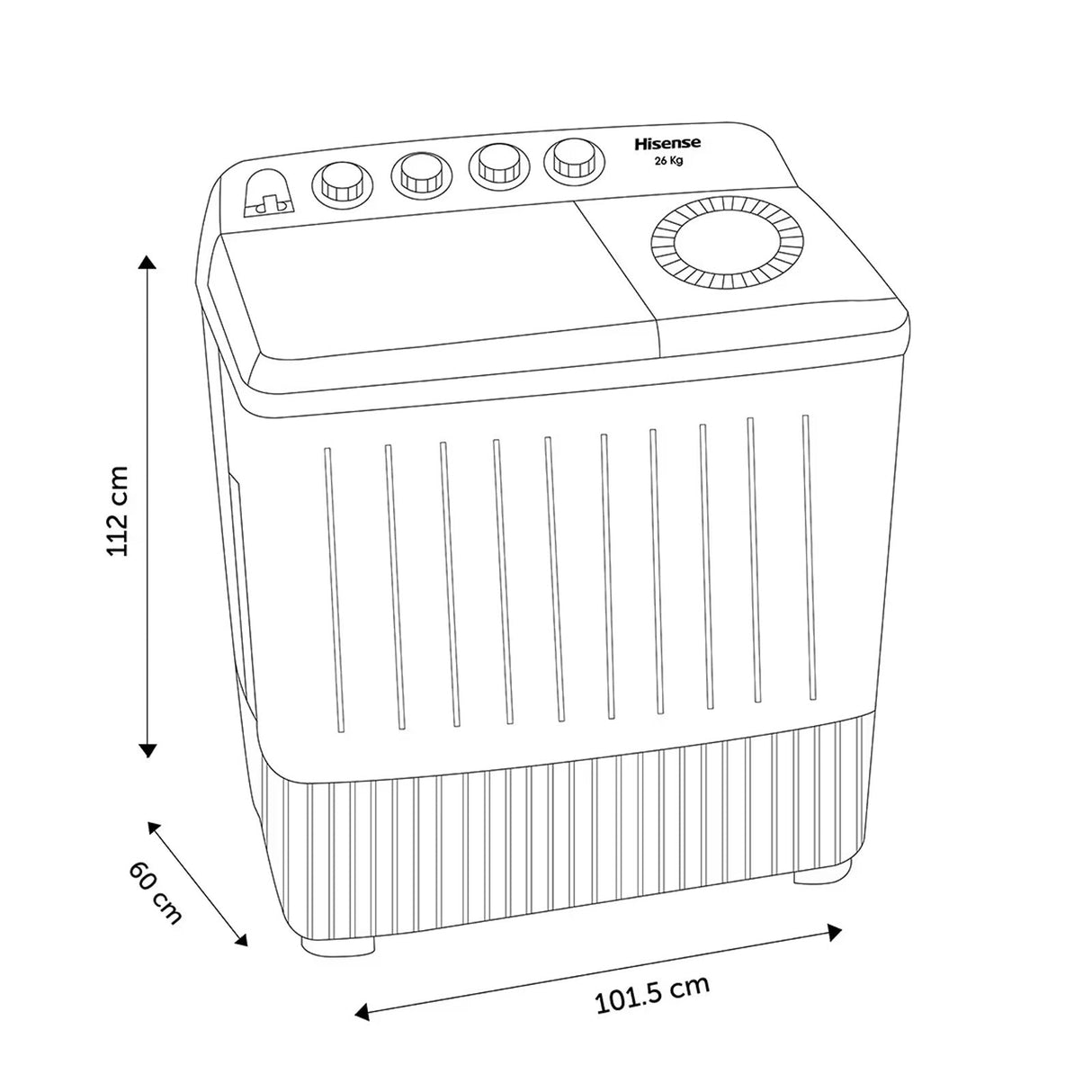 Lavadora Semiautomática Doble Tina 26 Kilos Hisense WSA2601PX