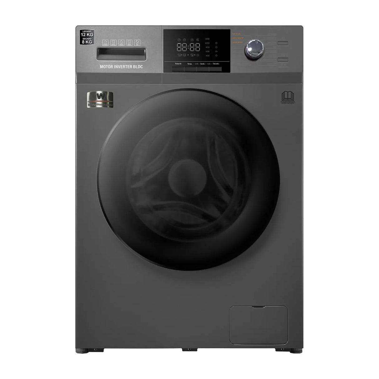 Lavasecadora White Westinghouse 12/8 Kilos Inverter Carga Frontal Gris WWCFL14303AWD