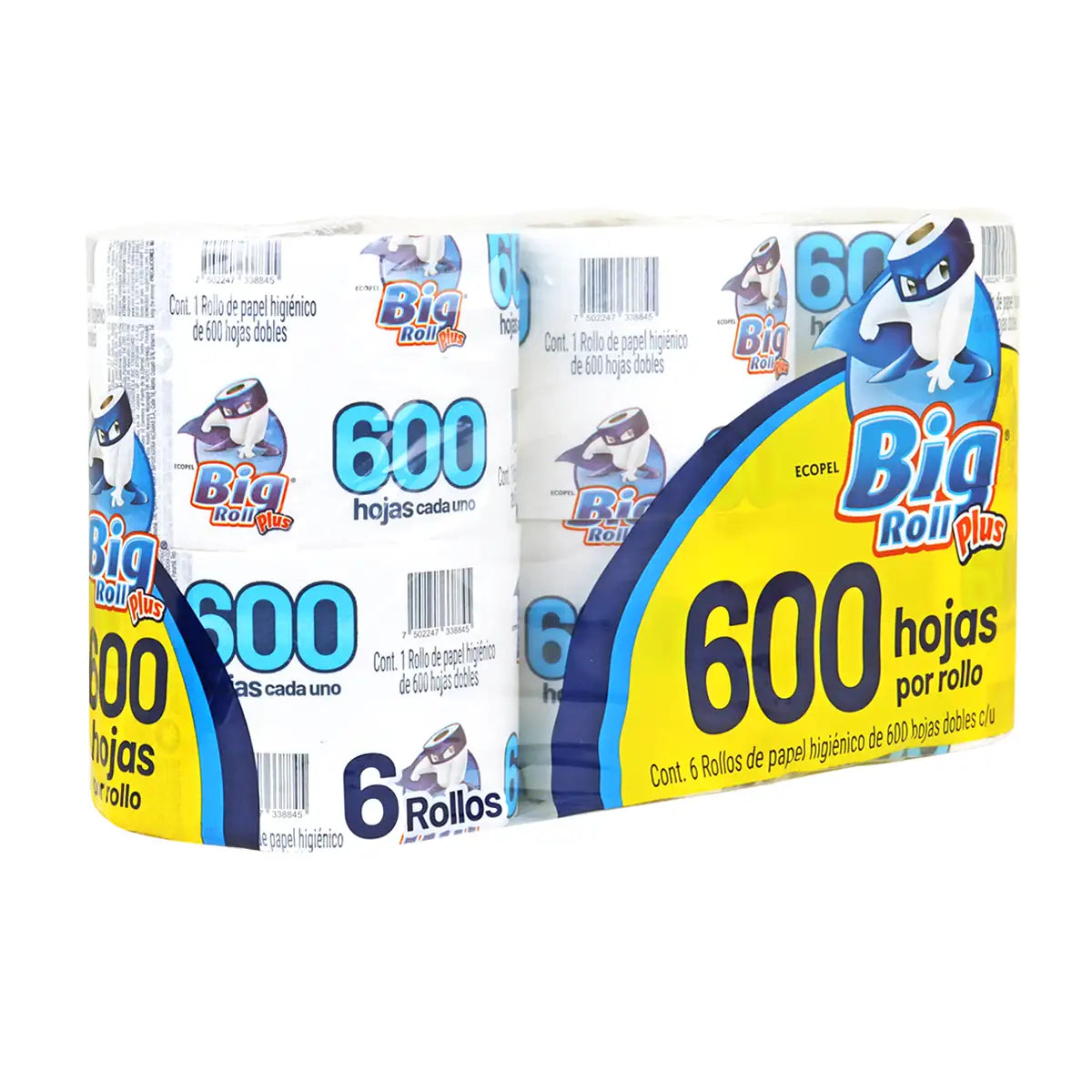 Papel Higiénico Big Roll, 6 Rollos de 600 Hojas