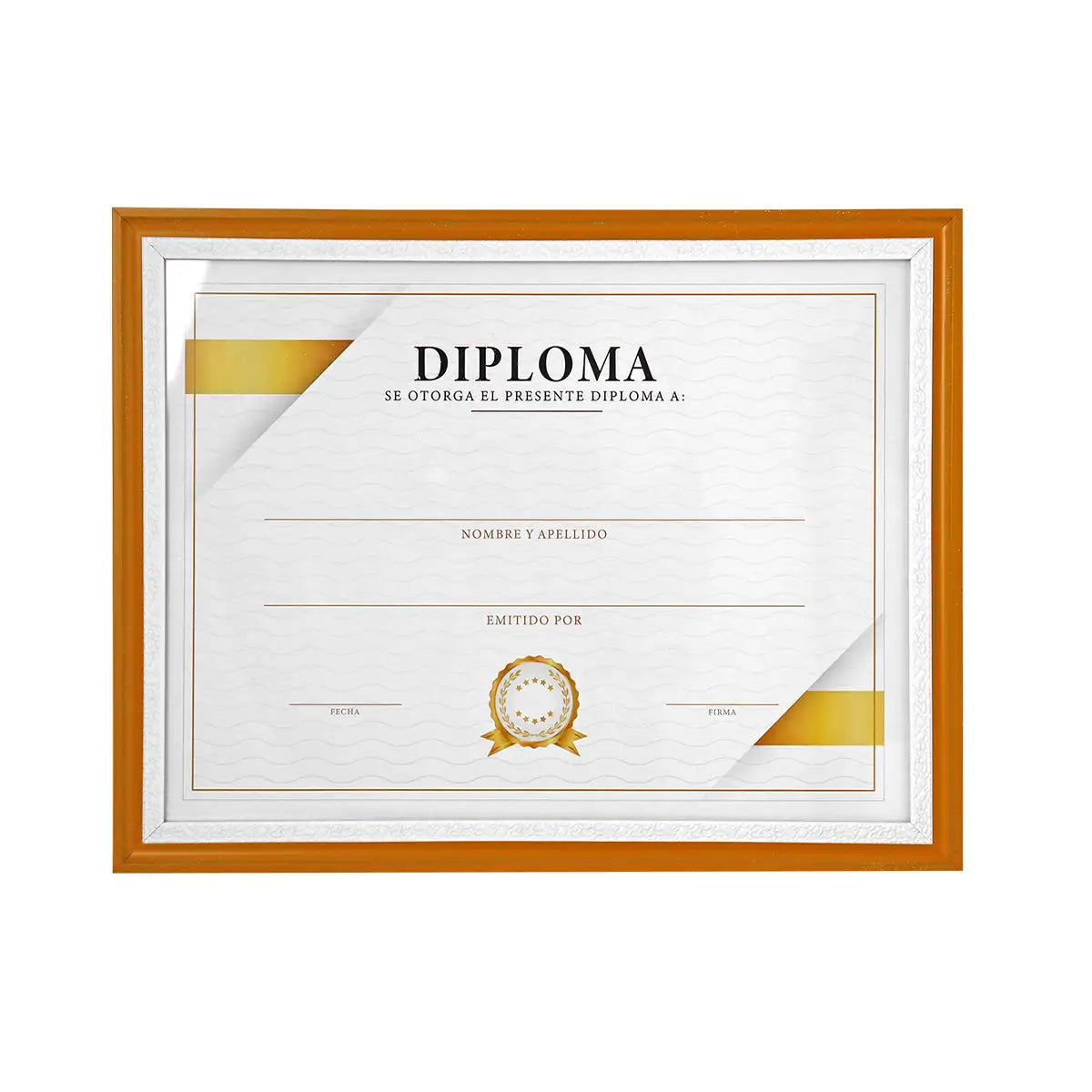 Porta Documento, Marco Color Dorado