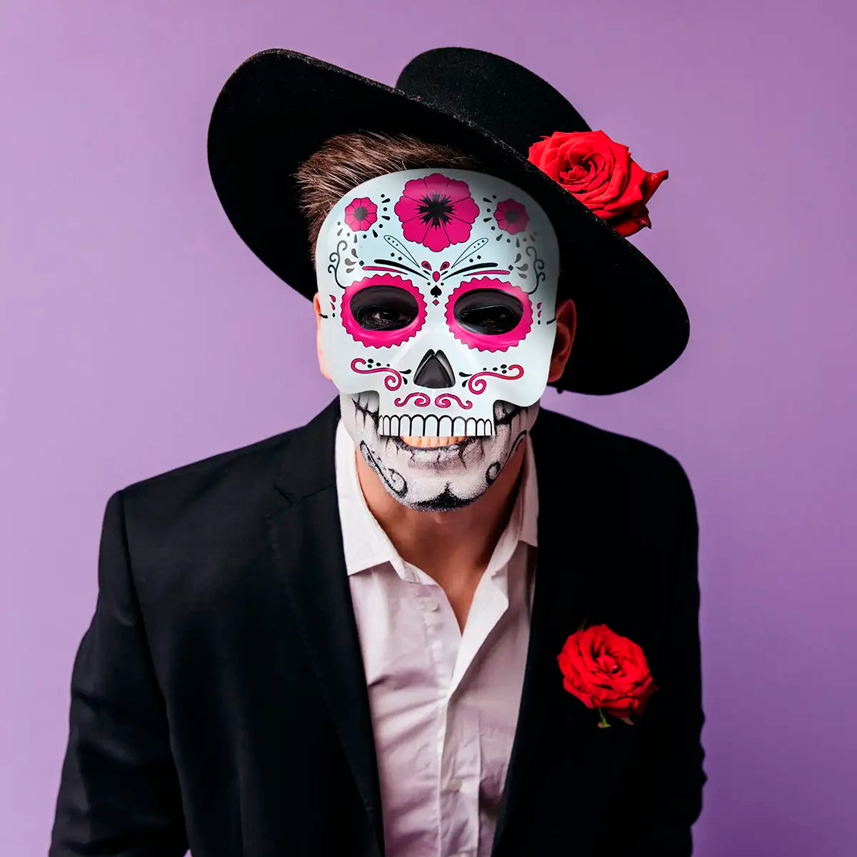 Máscara con Diseño de Calavera, Color Rosa