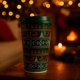 Vaso de Plástico con Tapa, Diseño Navideño, 500 ml