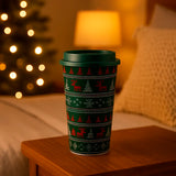Vaso de Plástico con Tapa, Diseño Navideño, 500 ml