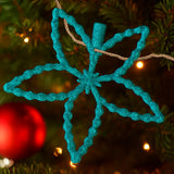 Flores, Ornamento Navideño con Glitter, Color Azul