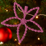 Flores, Ornamento Navideño con Glitter, Color Lila