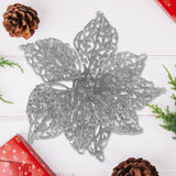 Flor Ornamento Navideño, Color Plateado, 2 pzas