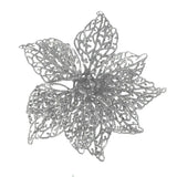 Flor Ornamento Navideño, Color Plateado, 2 pzas