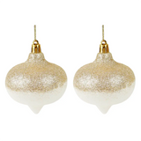 Esferas Bicolor Glitter Onion, Color Dorado y Blanco, 2 pzas