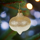 Esferas Bicolor Glitter Onion, Color Dorado y Blanco, 2 pzas