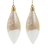 Esferas Bicolor Glitter Alargadas, Color Dorado, 2 pzas